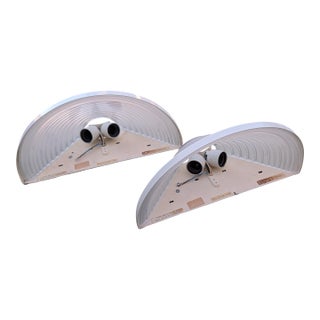 Pair of 1990s Egisto 38 by Angelo Mangiarotti for Artemide Italian Postmodern Frosted Glass Wall Sconces For Sale