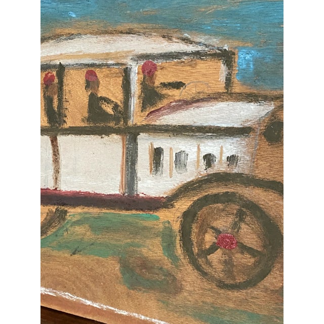 Wood 1980s " Car" Folk Art Painting by Jimmy Lee Sudduth For Sale - Image 7 of 12