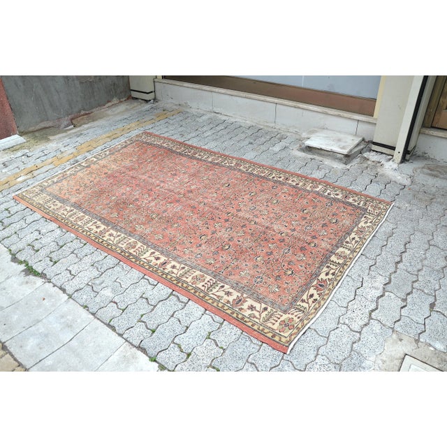 1960s Vintage Geometric Hand-knotted Turkish Rug For Sale - Image 5 of 9