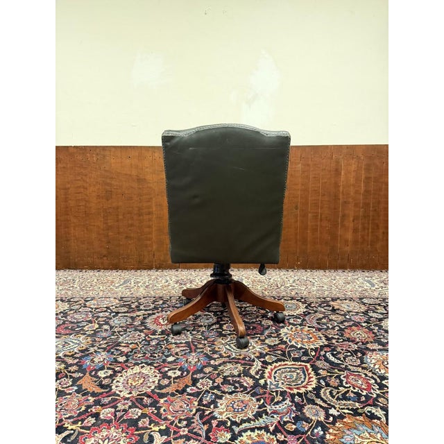 English Chesterfield Green Desk Chair For Sale - Image 4 of 8