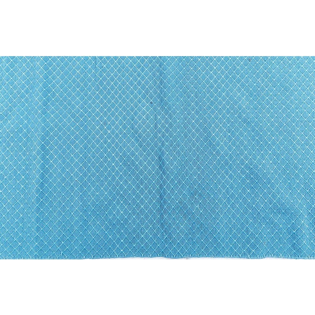 Contemporary Turquoise Geometric Flat-Weave Viscose Rug by Doris Leslie Blau For Sale - Image 4 of 8