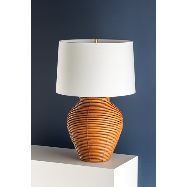 Wood Hudson Valley Lighting Newark 19.5 in. 1 Light Table Lamp in Vintage Gold Leaf Finish For Sale - Image 7 of 10