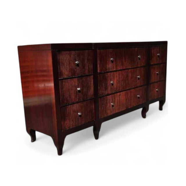 Baker Furniture Company Barbara Barry for Baker Furniture Modern Regency Reeded Dark Mahogany Triple Dresser For Sale - Image 4 of 7