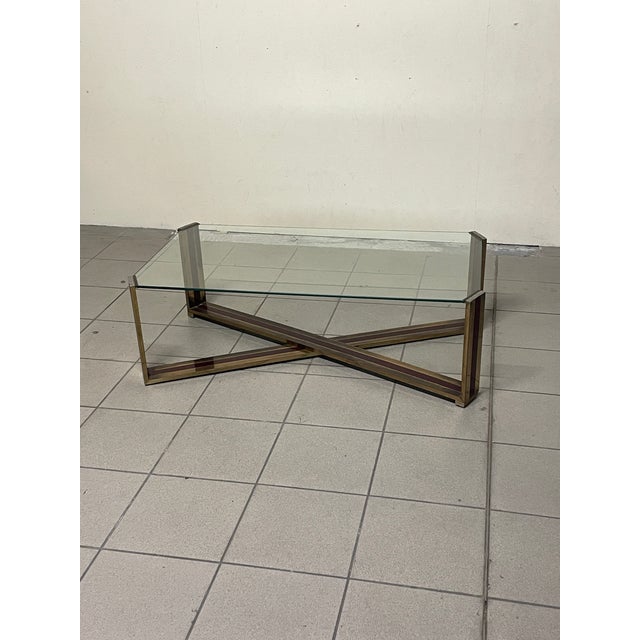 Metal Coffee Table in Brass and Lacquered Metal, 1970s For Sale - Image 7 of 18