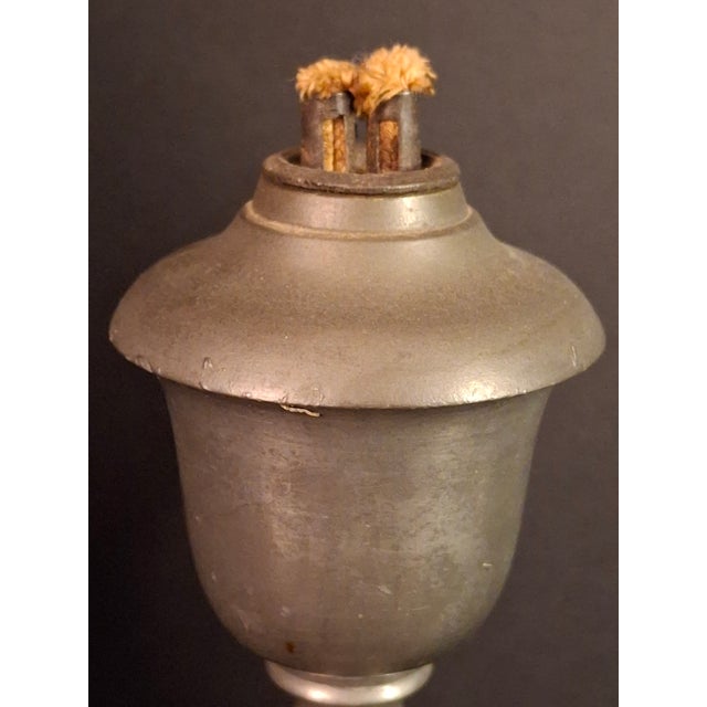 Pair Antique 1840s Freeman Porter Pewter Whale Oil Lamps Westbrook Maine No. 1 For Sale - Image 12 of 17