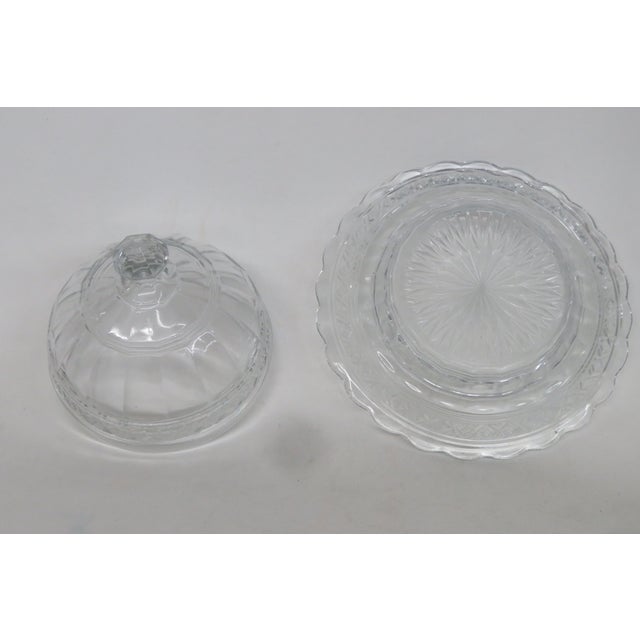 Early 20th Century Indiana Glass Round Covered Butter Star Band Dish Domed Lid Serving Bowl 4506b For Sale - Image 5 of 14