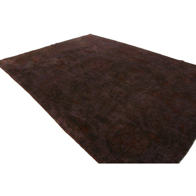 Rug & Kilim Rug & Kilim's Geometric Floral Deep Purple and Red Wool Rug For Sale - Image 4 of 7