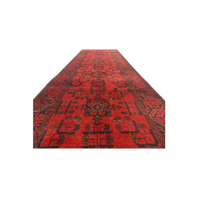 Textile Fine Quality Hand Knotted Afghan Khal Mohammadi Wool Area Runner Rug 9.8 X 2.9 Ft For Sale - Image 7 of 13