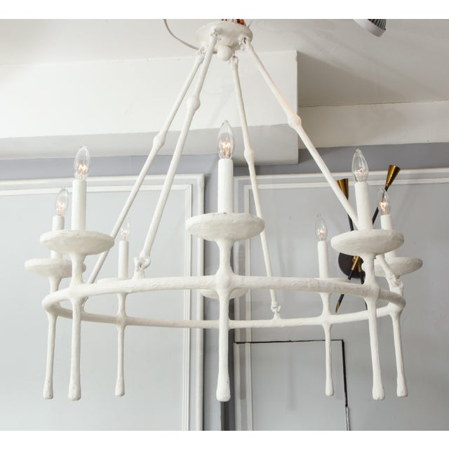 Modern Bespoke Eight Arm Plaster Fixture in the Manner of Giacometti For Sale - Image 3 of 10