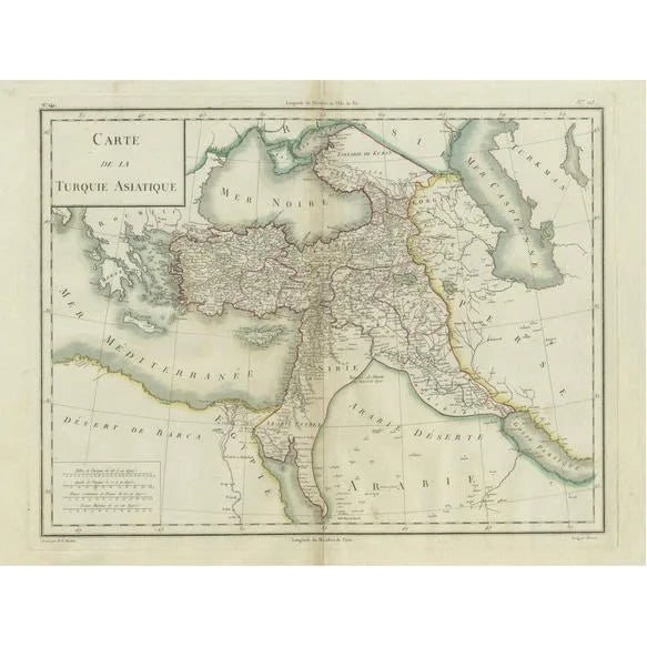 Antique Map of Asian Turkey and Levant and Mesopotamia by Tardieu, 1802 For Sale