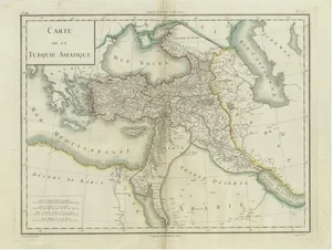 Antique Map of Asian Turkey and Levant and Mesopotamia by Tardieu, 1802