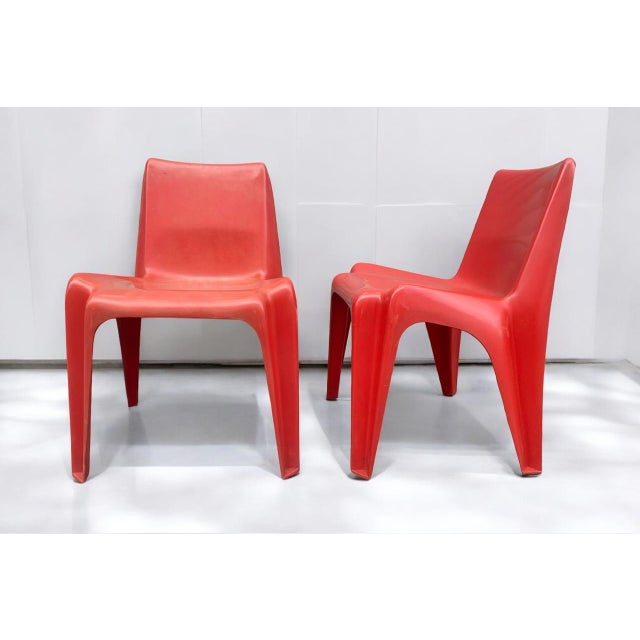 Mid-Century Modern Set of Space Age Red Chairs by Helmut Bätzner for Bofinger For Sale - Image 3 of 15