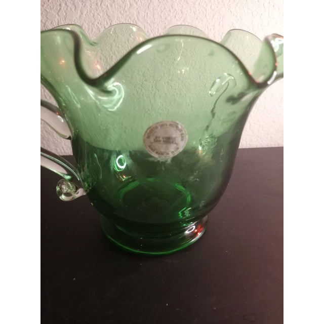 Glass 1980s Vidrios San Miguel Spain Recycled Art Glass Dual Handle Vase For Sale - Image 7 of 10
