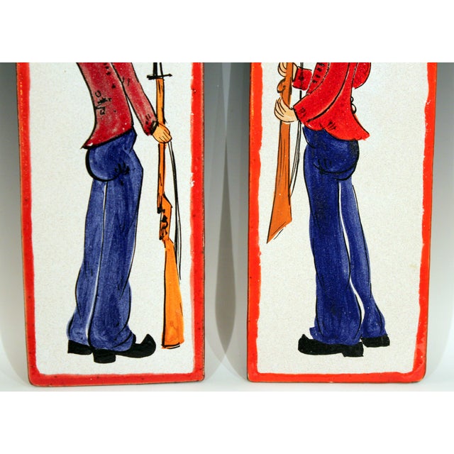 Giovanni Petucco 1960s Pottery Italian Petucco Tiles Beefeater Raymor Hanging Plaques Ceramic - a Pair For Sale - Image 4 of 11