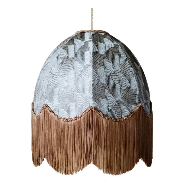 The Marianne Silver Fringed Lampshade - Small For Sale