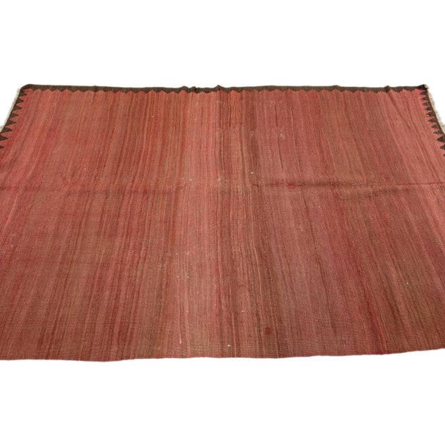 1960s 1960s Vintage Turkish Kilim Rust Handmade Solid Wool Rug For Sale - Image 5 of 8