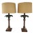 1980s Vintage Palm Leaf Table Lamps With Shades, a Pair For Sale