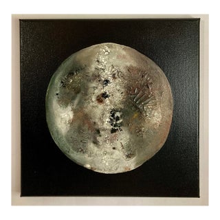 "Leaf Fossil" Original Abstract Multicolor Moon Painting For Sale