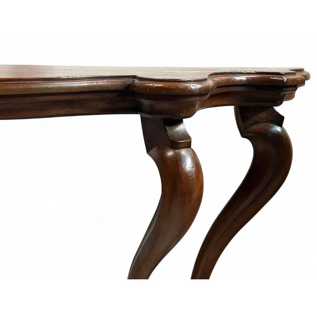 French 1970s Italian Carved Pine French Louis XV Style Console Tables W/ Hooves - Pair For Sale - Image 3 of 7