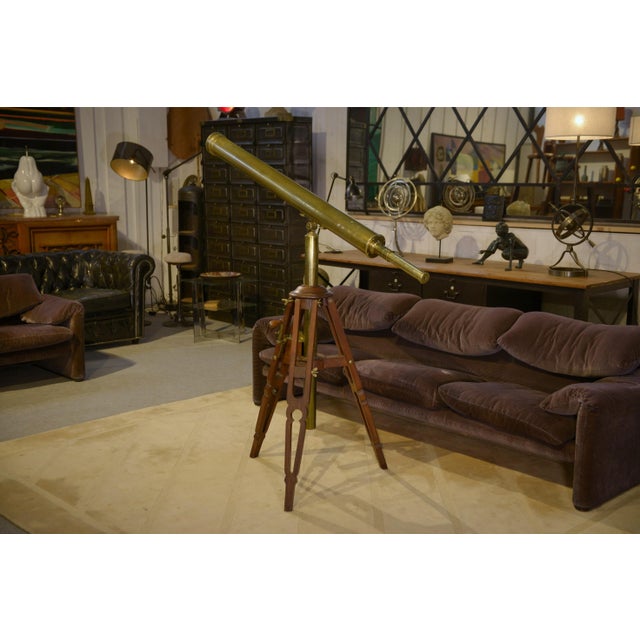Vintage Brass and Wood Astronomical Telescope, 1930s For Sale - Image 4 of 15
