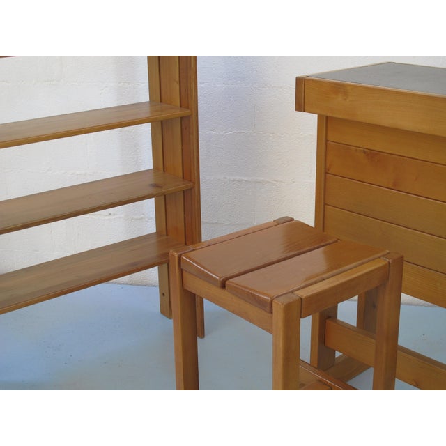 Bar and 3 High Stools in Wood from Regain, 1983, Set of 4 For Sale - Image 9 of 11