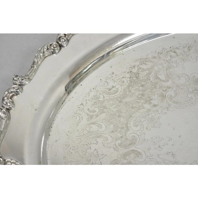 Vintage English Silver Mfg. Silver Plated Large Oval Butlers Platter Bar Tray For Sale - Image 11 of 17