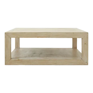 Contemporary Weathered White Wash Wood Peking Coffee Table