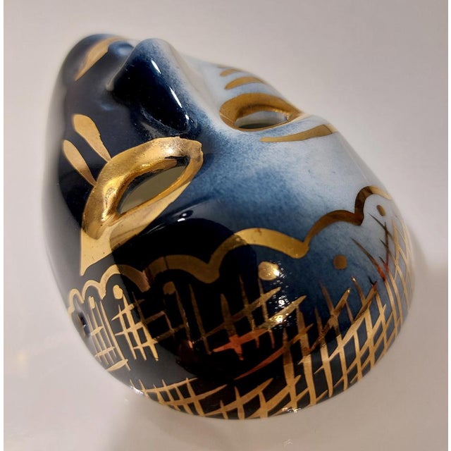 Venetian Porcelain Mask with 18 Karat Gold Leaf Gilding, 1970s For Sale - Image 16 of 16