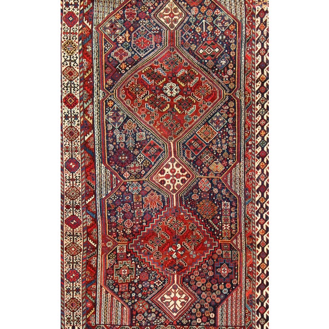 Tribal Antique Persian Qashqai Shiraz Tribal Rug With Hooked Diamond Design 5'3 X 9'9 For Sale - Image 3 of 6