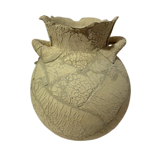 Late 20th Century Vintage Large Sculptural Art Pottery Grape Motif Amphora Style Vase - Artist Signed For Sale - Image 5 of 6
