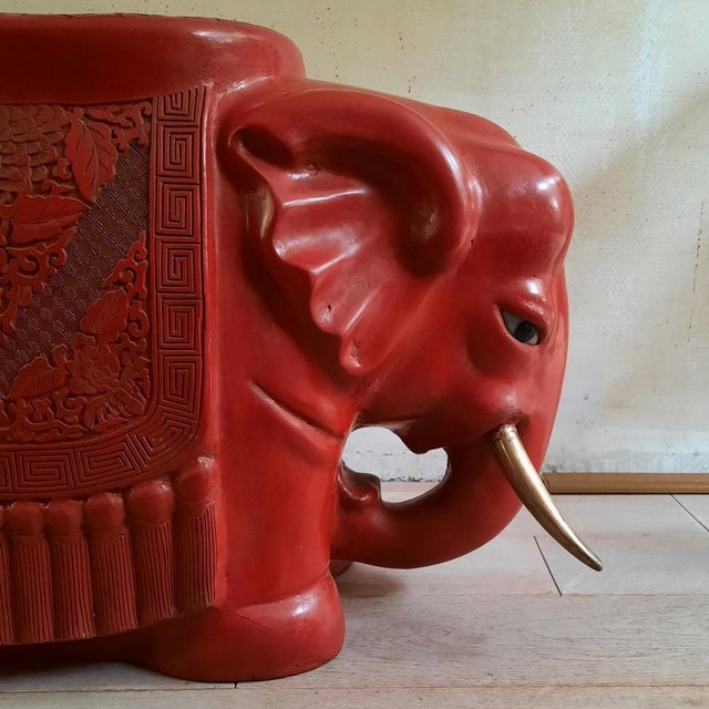 Chinese Lacquered Elephant, 1970s For Sale - Image 4 of 9