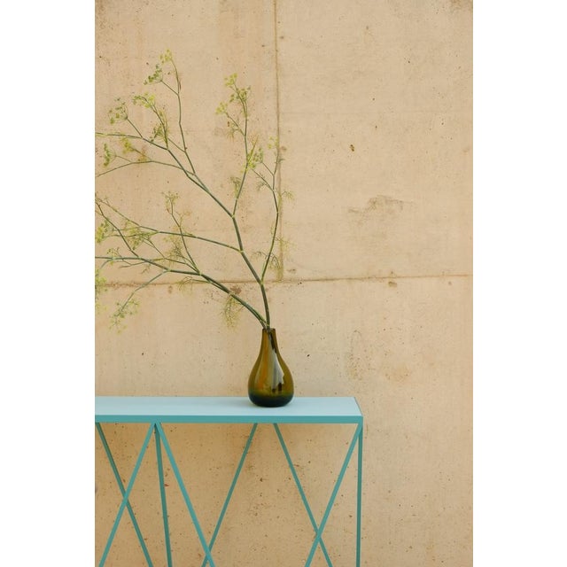 Giraffe Console Table with Natural Linoleum Top in Black by &New For Sale - Image 6 of 10