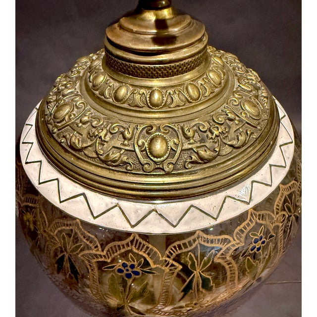 Transparent Late 19th Century Fritz Heckert "Jodhpur" Islamic Revival Enameled Glass Table Lamp For Sale - Image 8 of 10