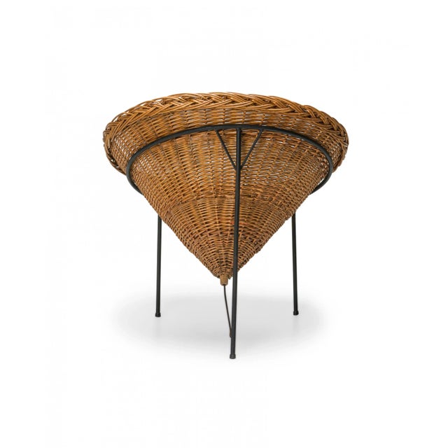 Italian Mid-Century Woven Wicker Conical Basket Chair | Chairish