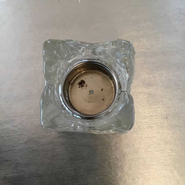 Transparent Mid-Century Heavy Glass Ashtray and Cigarette Lighter For Sale - Image 8 of 9