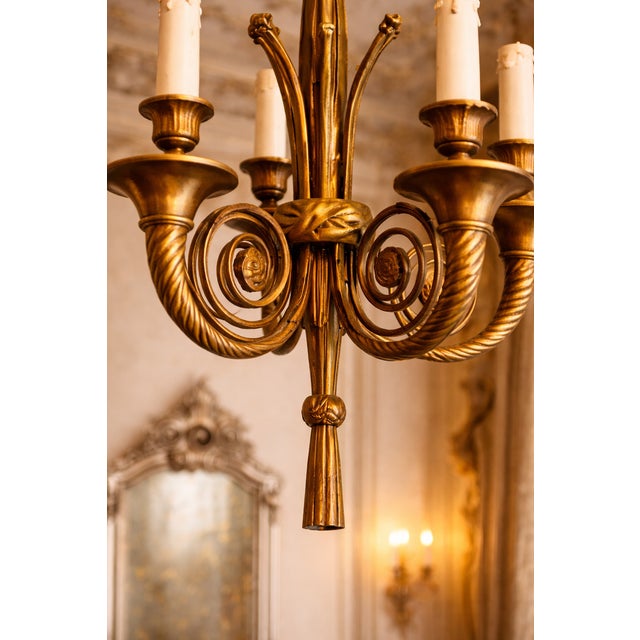 Early 20th Century Early 20th French Louis XVI Gilt Bronze Gold Chandelier For Sale - Image 5 of 8