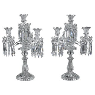 Baccarat Crystal Girandoles with Four Light Arms, 1900s, Set of 2 For Sale