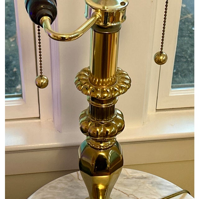 1950s Vintage Stiffel Style Brass Lamp With Double Sockets For Sale - Image 5 of 12