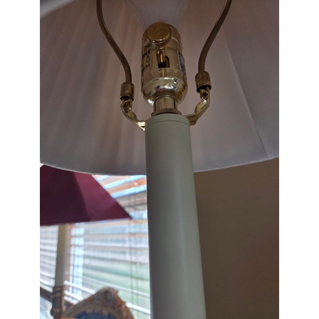 Stiffel Vintage Stiffel Brass Buffet Table Candlestick Lamp With Stiffel Linen Shade For Sale - Image 4 of 10