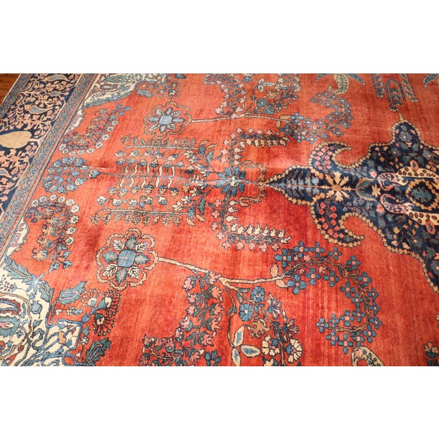 Zabihi Collection Antique Persian Sarouk Ferahan Rug - 10'7" x 12'9" For Sale - Image 4 of 12