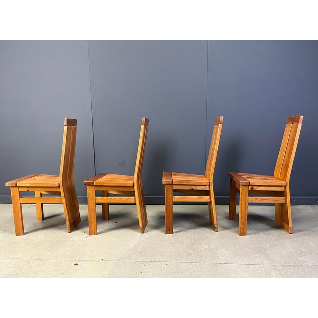 Brutalist Brutalist Oak Dining Chairs, 1970s, Set of 4 For Sale - Image 3 of 11