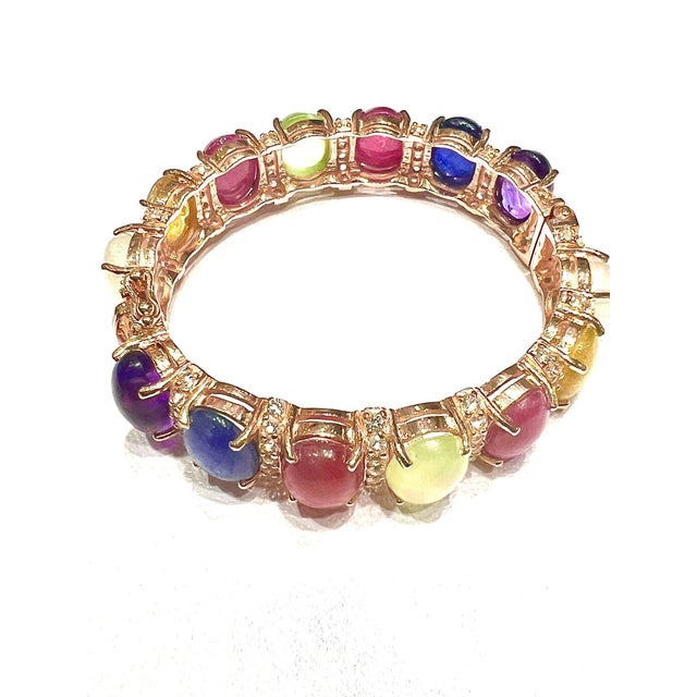 Bochic "Capri" Natural Ruby, Sapphire & Peridot Bracelet Set 18K Gold & Silver For Sale - Image 17 of 18