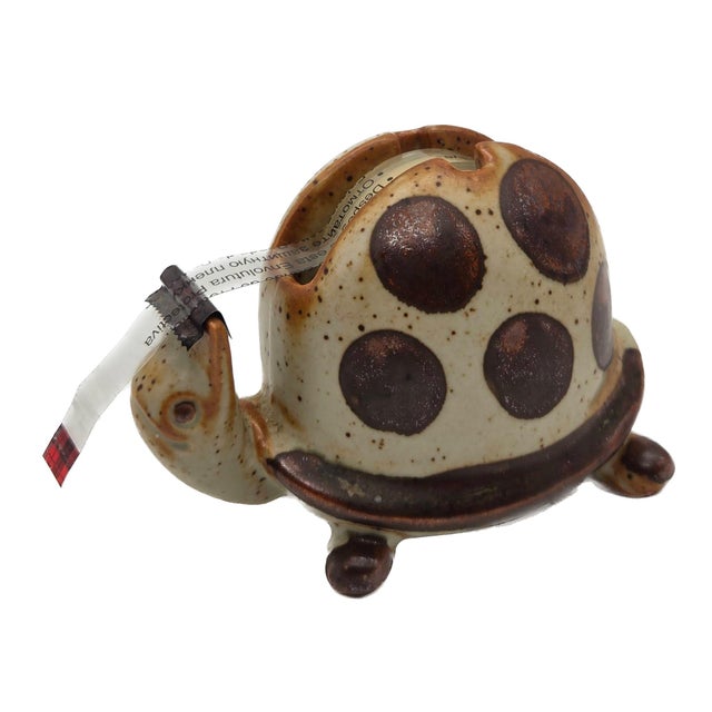 1960s Vintage Japanese Stoneware Turtle Tape Dispenser For Sale - Image 5 of 11