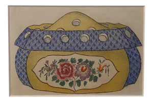 Unknown - Porcelain Box - Original China Ink and Watercolor - 1890s