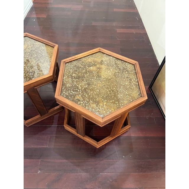 Mid-Century Modern Pair Hexagonal "Domino" Tables by John Keal for Brown Saltman For Sale - Image 3 of 7