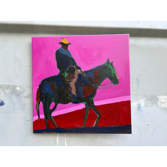 2020s That Ole Pink Stripe Cowpoke Acrylic Painting by Joseph Christy For Sale - Image 5 of 7