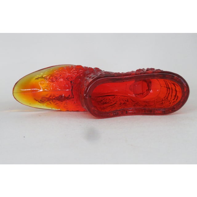 Mid 20th Century Vintage Fenton Amberina Daisy and Button Glass Slipper Shoe Figurine 4562b For Sale - Image 5 of 13