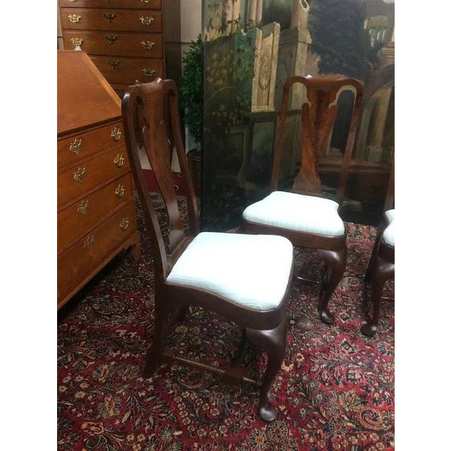 Wood Vintage Walnut Chairs, Queen Anne Chairs, Set of Five For Sale - Image 7 of 11