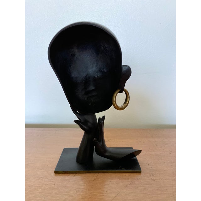 1930s Early 1930s Karl Hagenaur First Edition African Bust Bronze Sculpture For Sale - Image 5 of 9