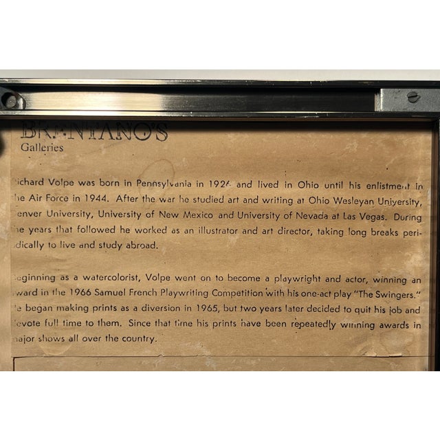 1970s Richard Volpe Catnap Limited Edition Intaglio Etching 50/180 Signed Framed For Sale - Image 9 of 9